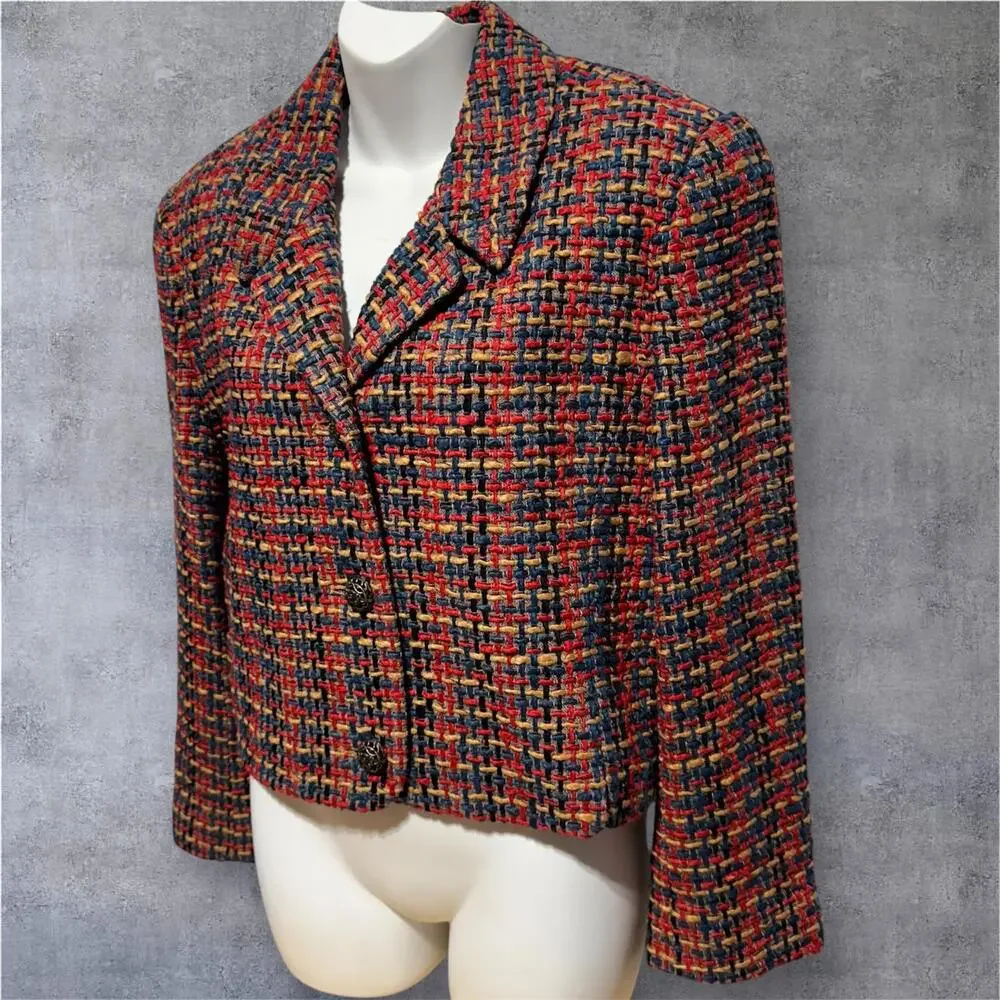 Doncaster Women's Cropped Tweed Blazer Jacket - Picture 1 of 4